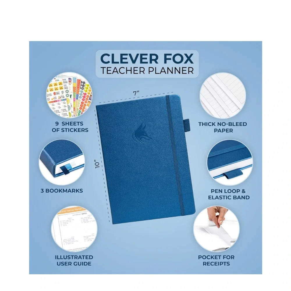Clever Fox Teacher Planner School Year Planner w/Calendars & Lesson Plans 7”x10”